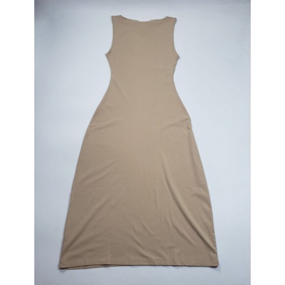 WeWoreWhat Boat Neck Midi Dress Beige Women’s Large Cotton Rib Knit Minimalist - Picture 8 of 16